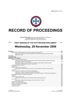 Record of Proceedings