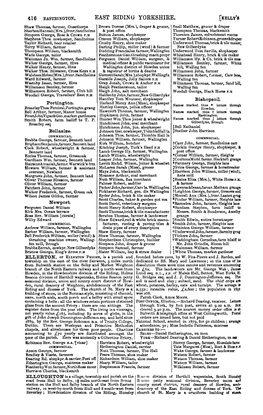 EAST RIDING YORKSHIRE. [KELLY 8 Sha.W Thomas, Farmer, Ousethorpe Brown Dorcas (Mrs.), Draper & Grocer, Snell Matthew, Grocer & Draper Sherbonhannah(Mrs