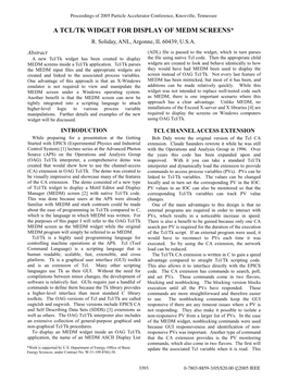 A Tcl/Tk Widget for Display of Medm Screens* R