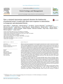 Does a Minimal Intervention Approach Threaten the Biodiversity Of