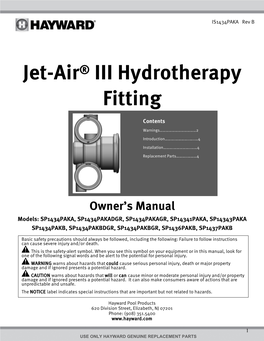 Jet-Air® III Hydrotherapy Fitting