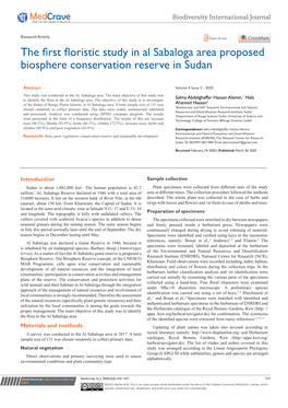 The First Floristic Study in Al Sabaloga Area Proposed Biosphere Conservation Reserve in Sudan