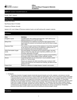 1 Office Safe Handling of Cryogenic Materials Guidelines