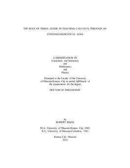 The Role of Tribal Elder in Teaching Calculus Through An