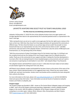 Lafayette Aviators Fans Select Pilot As Team's Inaugural Logo