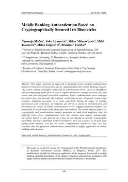 Mobile Banking Authentication Based on Cryptographically Secured Iris Biometrics