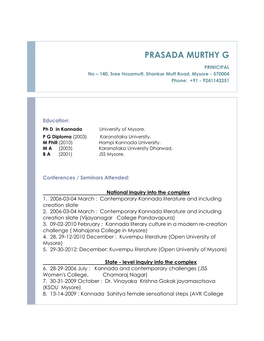 Prasada Murthy G