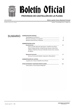 SUMARIO Subdelegación Del Gobierno ______2 Ministerio De Trabajo E Inmigración ______2 Ministerio De Economía Y Hacienda ______33