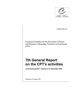 7Th General Report on the CPT's Activities Covering the Period 1 January to 31 December 1996