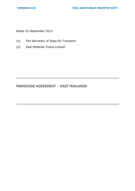 East Midlands Rail Franchise Agreement