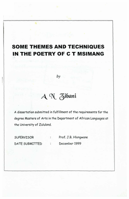 SOME THEMES and TECHNIQUES in the POETRY of Et MSIMANG