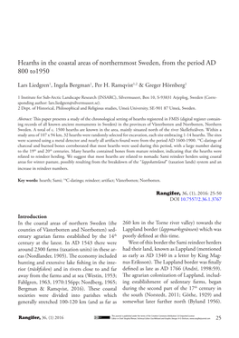 Hearths in the Coastal Areas of Northernmost Sweden, from the Period AD 800 To1950