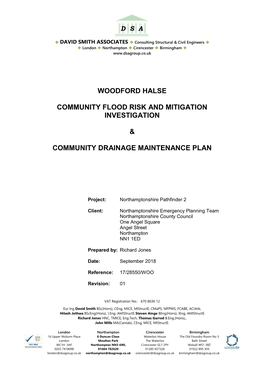 Woodford Halse Community Flood Risk and Mitigation Investigation & Community Drainage Maintenance Plan