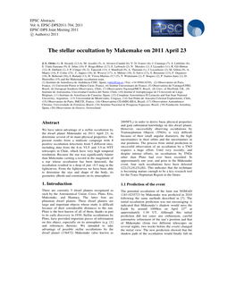 The Stellar Occultation by Makemake on 2011 April 23