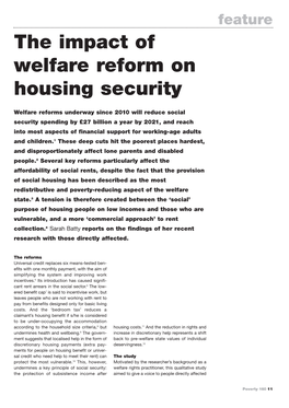 The Impact of Welfare Reform on Housing Security
