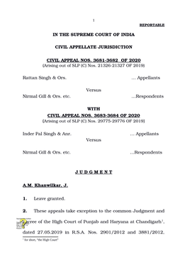 In the Supreme Court of India Civil Appellate Jurisdiction