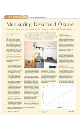 Measuring Dissolved Ozone Company Develops New Method of Measurement for Bottled Water Plants