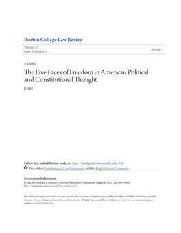 The Five Faces of Freedom in American Political and Constitutional Thought, 45 B.C.L
