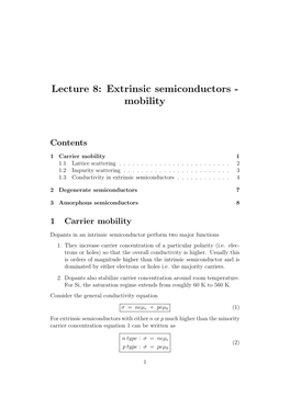 Extrinsic Semiconductors - Mobility