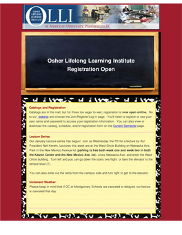 Osher Lifelong Learning Institute Registration Open