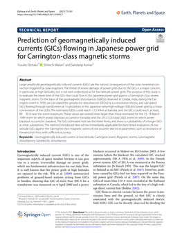 Prediction of Geomagnetically Induced Currents