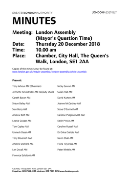 (Public Pack)Minutes Document for London Assembly (Mayor's