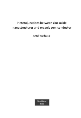 Heterojunctions Between Zinc Oxide Nanostructures and Organic Semiconductor