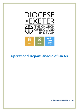 Operational Report Diocese of Exeter July-September 2019