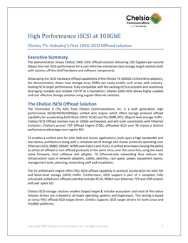 High Performance Iscsi at 100Gbe