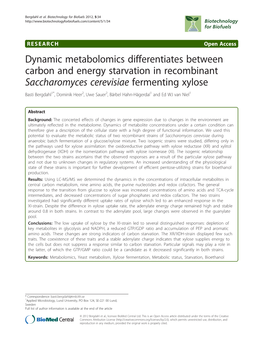 Dynamic Metabolomics Differentiates Between Carbon and Energy