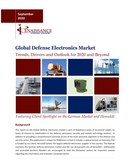 Global Defense Electronics Market Trends, Drivers and Outlook for 2020 and Beyond