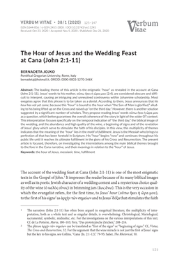 The Hour of Jesus and the Wedding Feast at Cana (John 2:1-11)