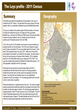 The Leys Profile - 2011 Census