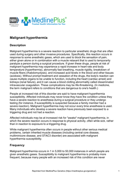 Malignant Hyperthermia