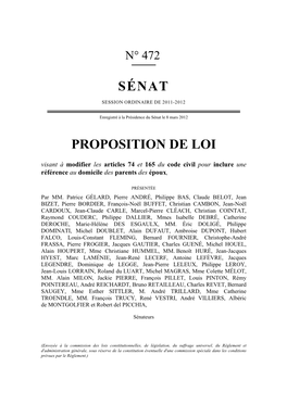 Sénat Proposition De