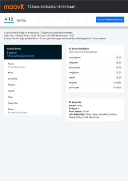 12 Buss Sõiduplaan & Liini Marsruudi Kaart