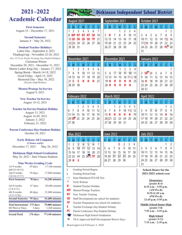 2021–2022 Academic Calendar