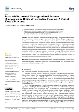 Sustainability Through Non-Agricultural Business Development in Resident Cooperative Planning: a Case of Korea’S Rural Area