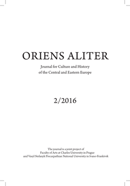 ORIENS ALITER Journal for Culture and History of the Central and Eastern Europe
