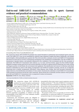 End-To-End SARS-Cov-2 Transmission Risks in Sport: Current Evidence and Practical Recommendations