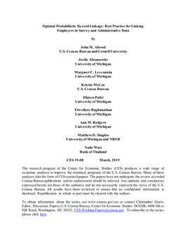 Optimal Probabilistic Record Linkage: Best Practice for Linking Employers in Survey and Administrative Data