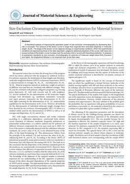 Size-Exclusion Chromatography and Its Optimization for Material Science