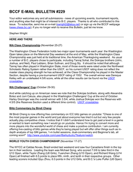 Bccf E-Mail Bulletin #229