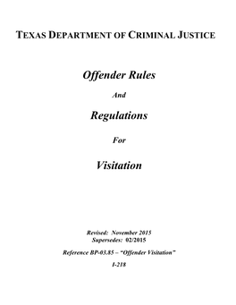 Offender Rules and Regulations for Visitation (English)