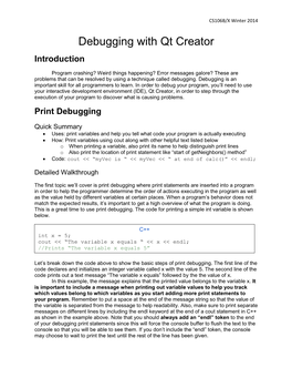 Debugging with Qt Creator