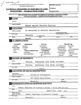 NRHP Nomination Form: Hawai`I Capital Historic District