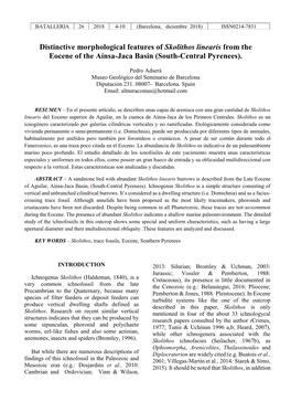 Distinctive Morphological Features of Skolithos Linearis from the Eocene of the Aínsa-Jaca Basin (South-Central Pyrenees)