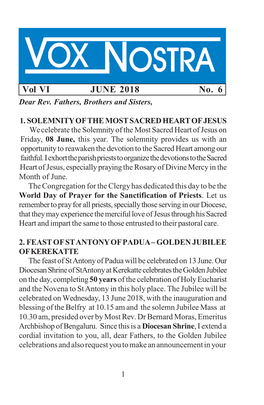 Vol VI JUNE 2018 No. 6 Dear Rev