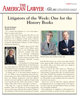 Litigators of the Week: One for the History Books