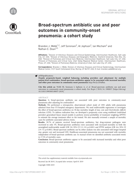 Broad-Spectrum Antibiotic Use and Poor Outcomes in Community-Onset Pneumonia: a Cohort Study